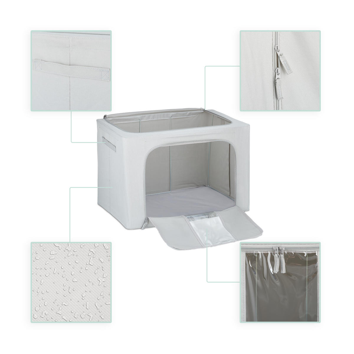 SÚPRAVA na uskladnenie - sivá, kov/textil - Relaxdays