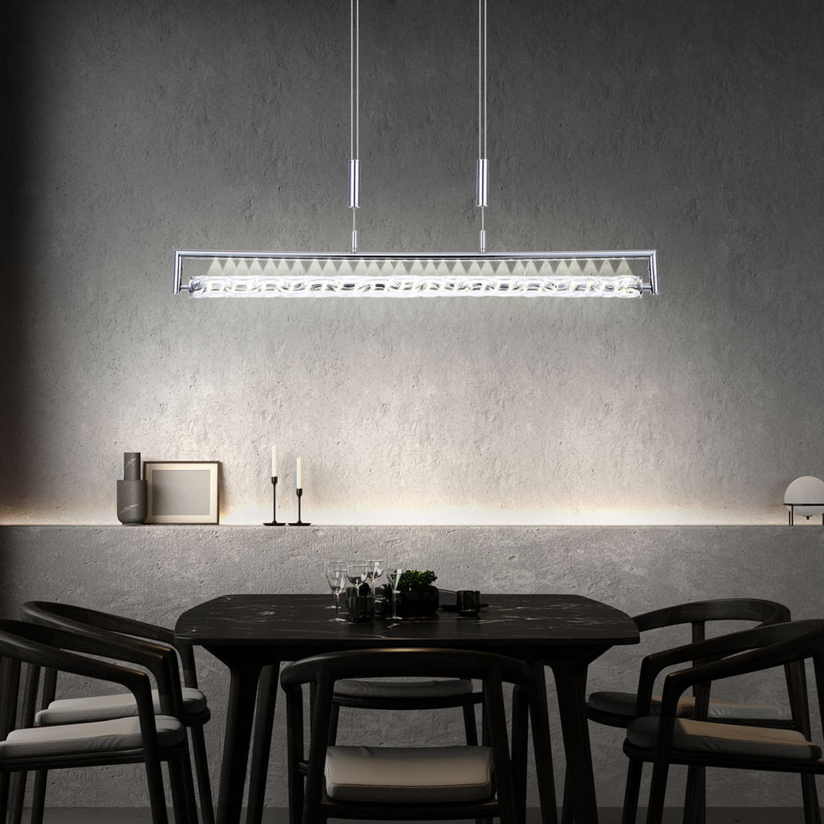 LED HÄNGELEUCHTE Salmo Chrom Silber - Silberfarben, Metall (101.5/6/160cm) - Globo Lighting