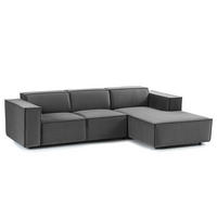 ECKSOFA mit Longchair - Schwarz/Grau, Kunststoff/Textil (260/177cm) - home24