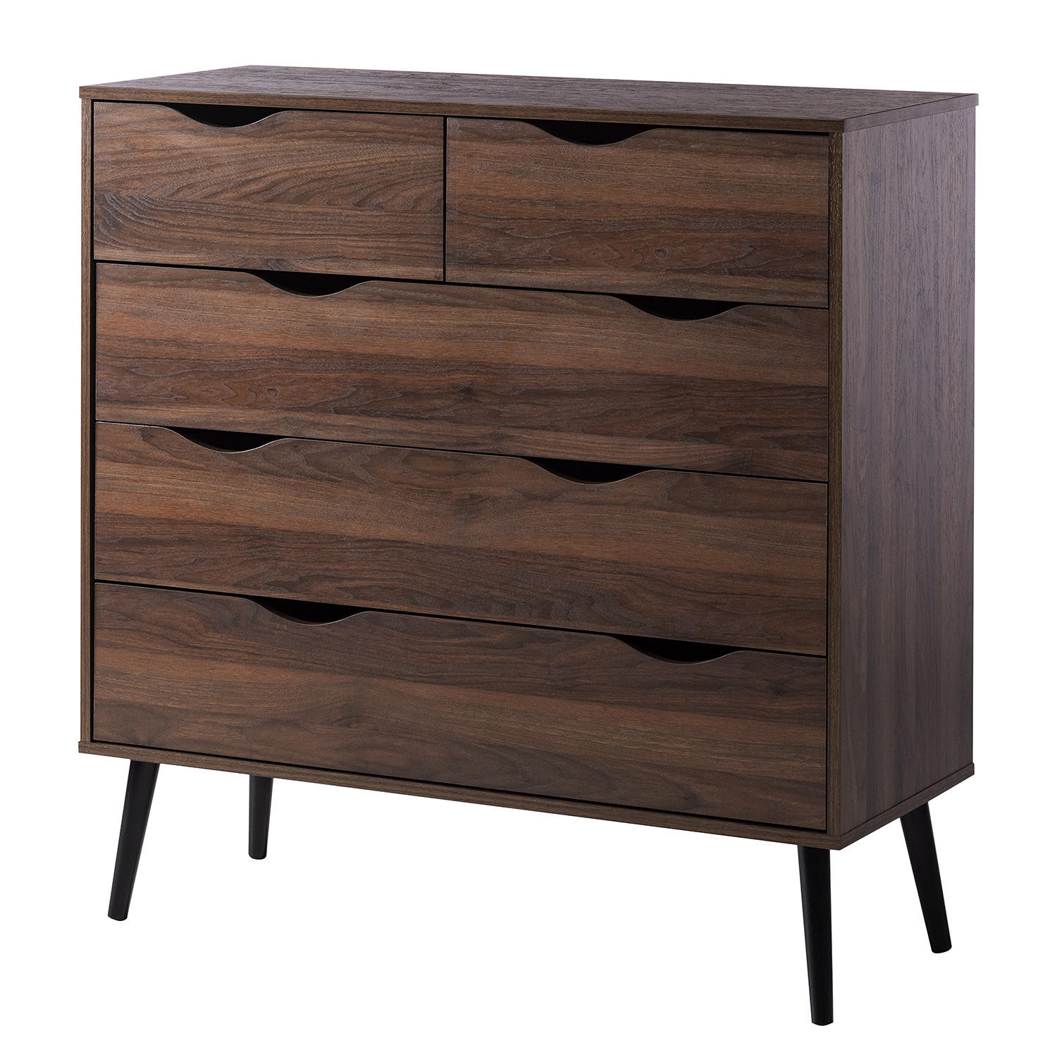 KOMMODE - 5 Schubladen, Walnuss Dekor - Walnussfarben, Holz/Holzwerkstoff (98/101/39cm) - home24