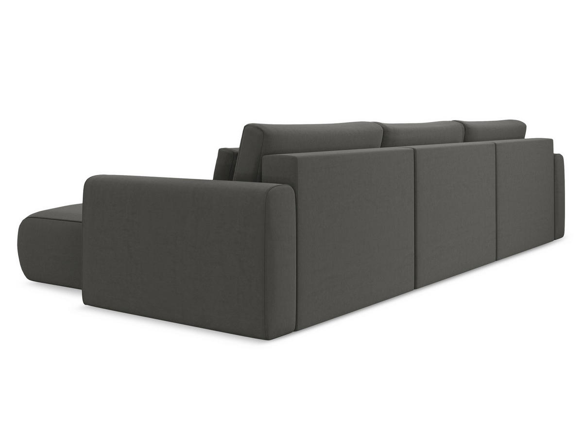 WOHNLANDSCHAFT Samt Stoff Grau - Dunkelgrau/Schwarz, Kunststoff/Textil (340/82/149cm) - Makamii