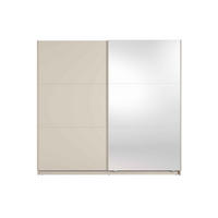 SCHWEBETÜRENSCHRANK RADEN 221/207/60cm 2-türig mit Spiegel Beige - Beige, Holzwerkstoff (221/207/60cm) - MASSENO
