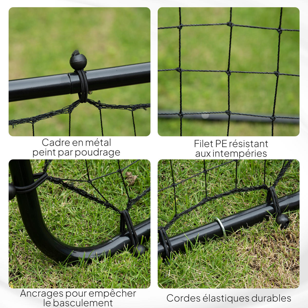 REBOUNDER DE-18599 verstellbarer Winkel mit 20 elastischen Seilen - Schwarz, Metall (80/96cm) - ComfortXL