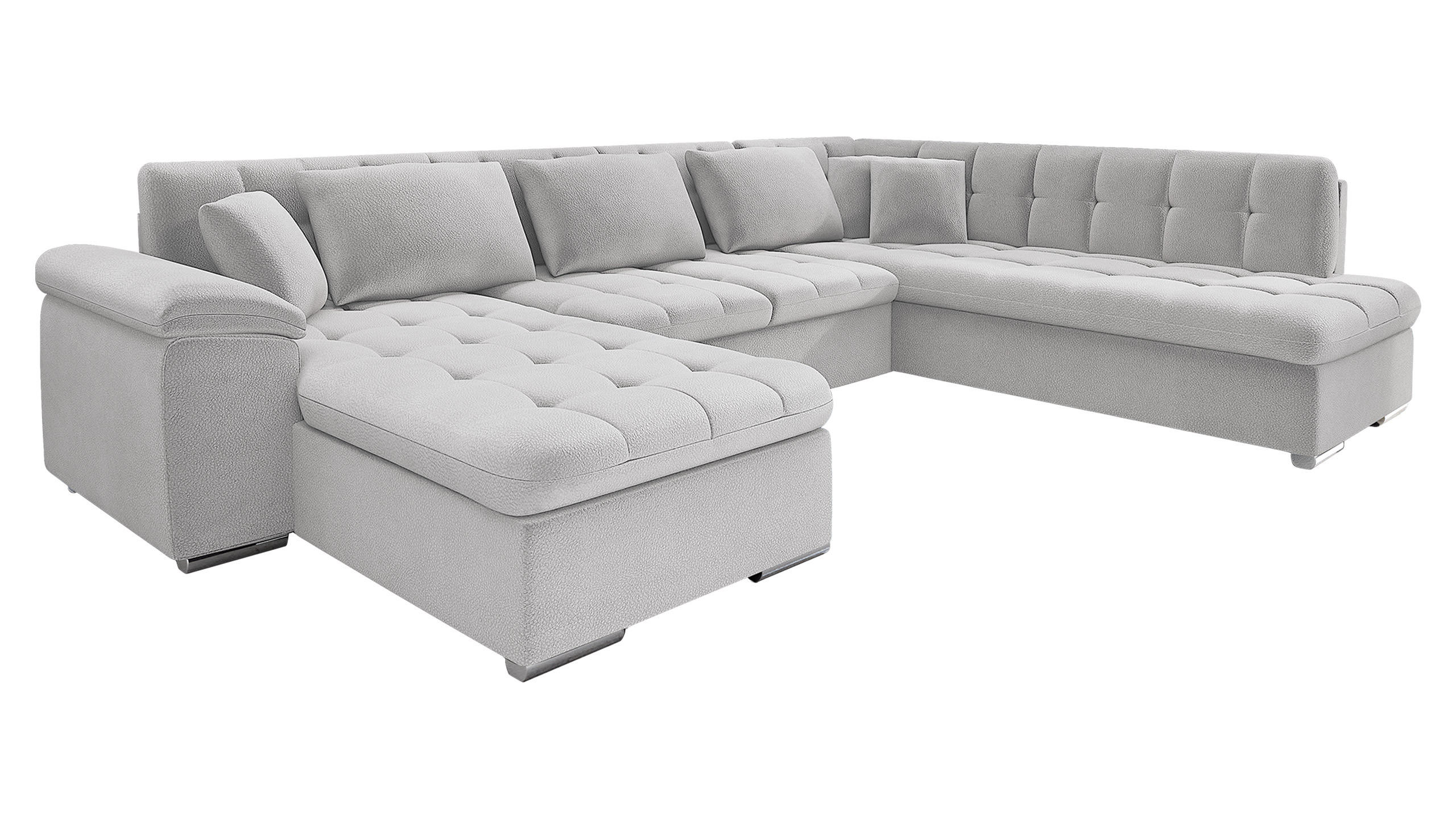 WOHNLANDSCHAFT Niko Bis Premium, Seite: Links - Silberfarben, Holz/Textil (348/76/205cm) - MIRJAN24
