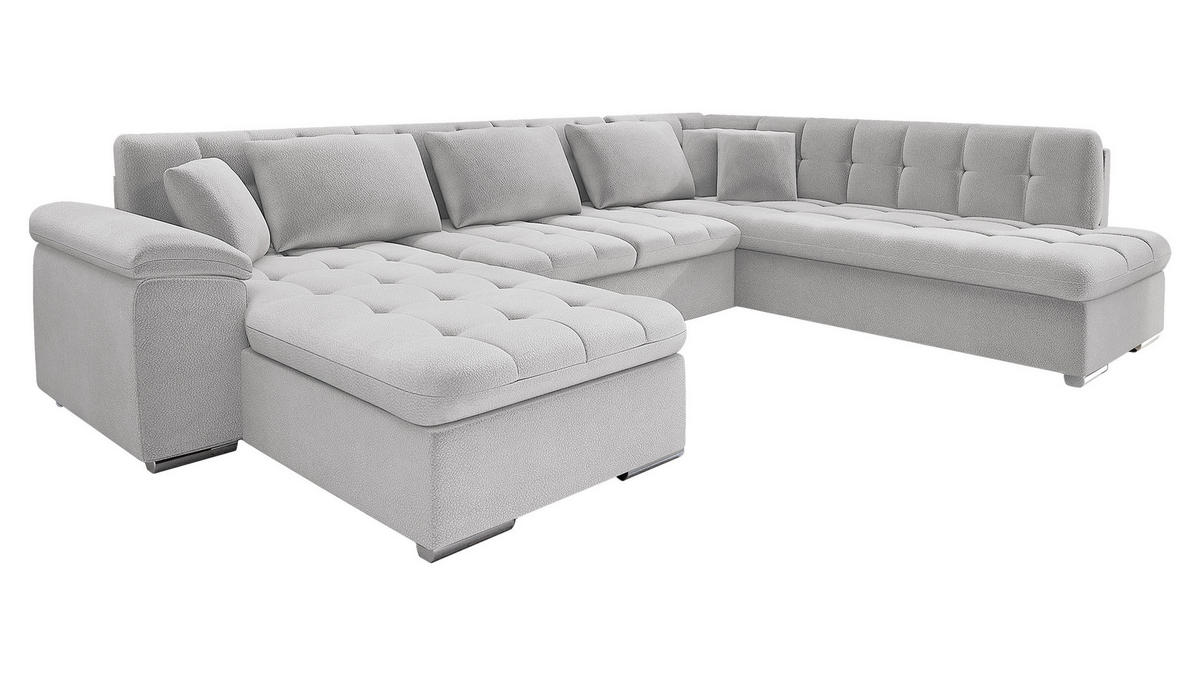 WOHNLANDSCHAFT Niko Bis Premium, Seite: Links - Silberfarben, Holz/Textil (348/76/205cm) - MIRJAN24