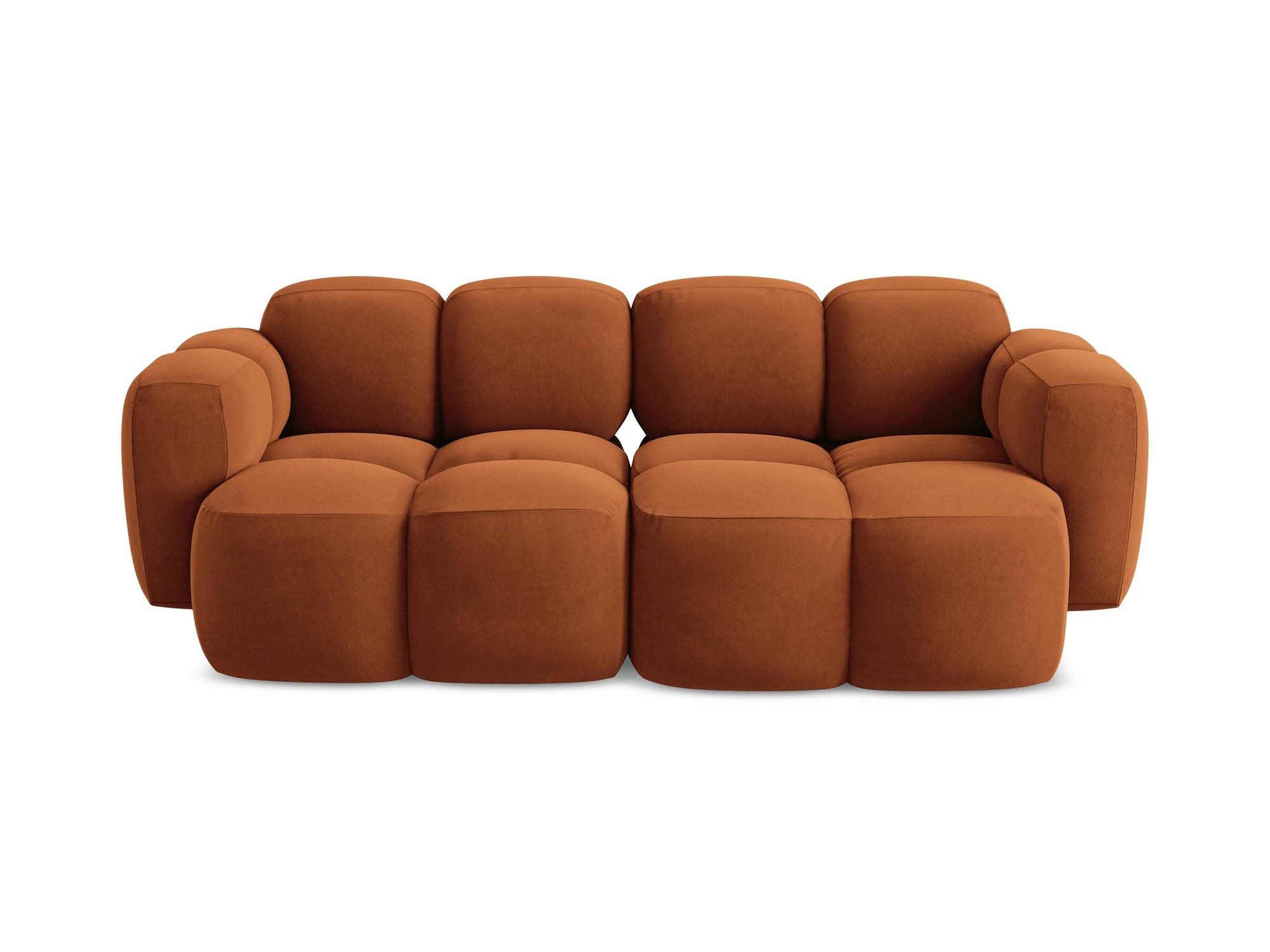 2-SITZER SOFA Samt Stoff Orange - Terra cotta/Schwarz, Holzwerkstoff/Kunststoff (210/72/115cm) - Makamii