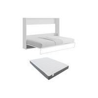 SCHRANKBETT - 2 Personen - Holz, Platte - Grau, Weiß - Weiß/Grau, Holz (140/200cm) - Vente-Unique