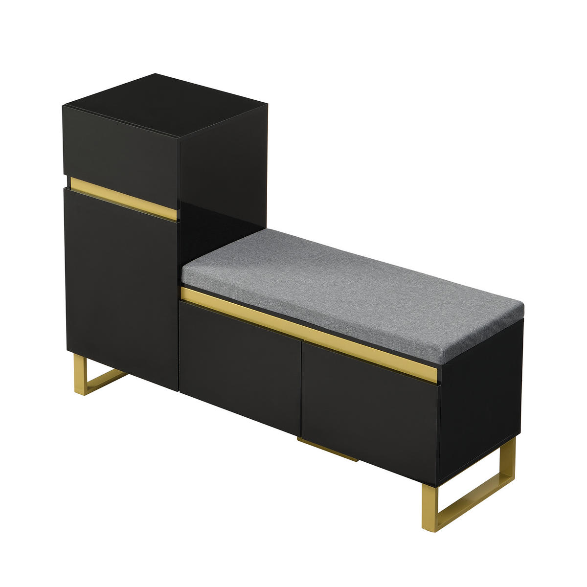 SCHUHSCHRANK aus MDF 120x35x85cm in Schwarz mit Sitzbank & Schublade - Schwarz, Holzwerkstoff (120/85/35cm) - Modfu