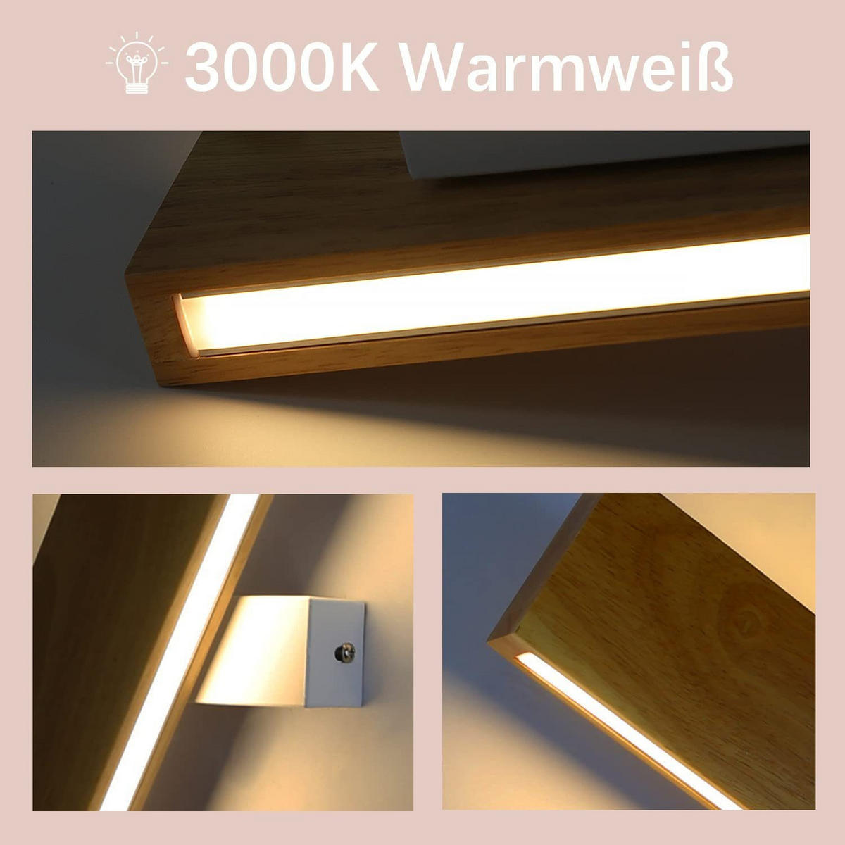 LED WANDLEUCHTE Edel - Braun, Holzwerkstoff (8/3/32cm) - Nettlife