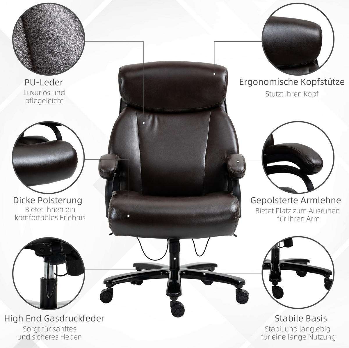 DREHSTUHL 83/72/114-122 cm braun mit Schaumstoffpolsterung höhenverstellbar - Braun, Kunststoff (83/122/72cm) - OKWISH