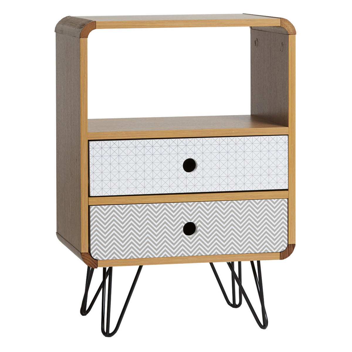 NACHTTISCH Buddha 2 Schubladen - Multicolor, Holzwerkstoff/Metall (40/65/30cm) - VS Venta-stock