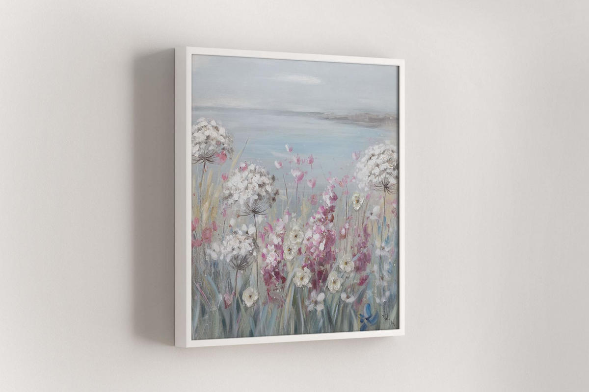 ACRYLBILD HANDGEMALT 80/80 cm - Blau/Pink, Holz/Textil (80/80cm) - KUNSTLOFT