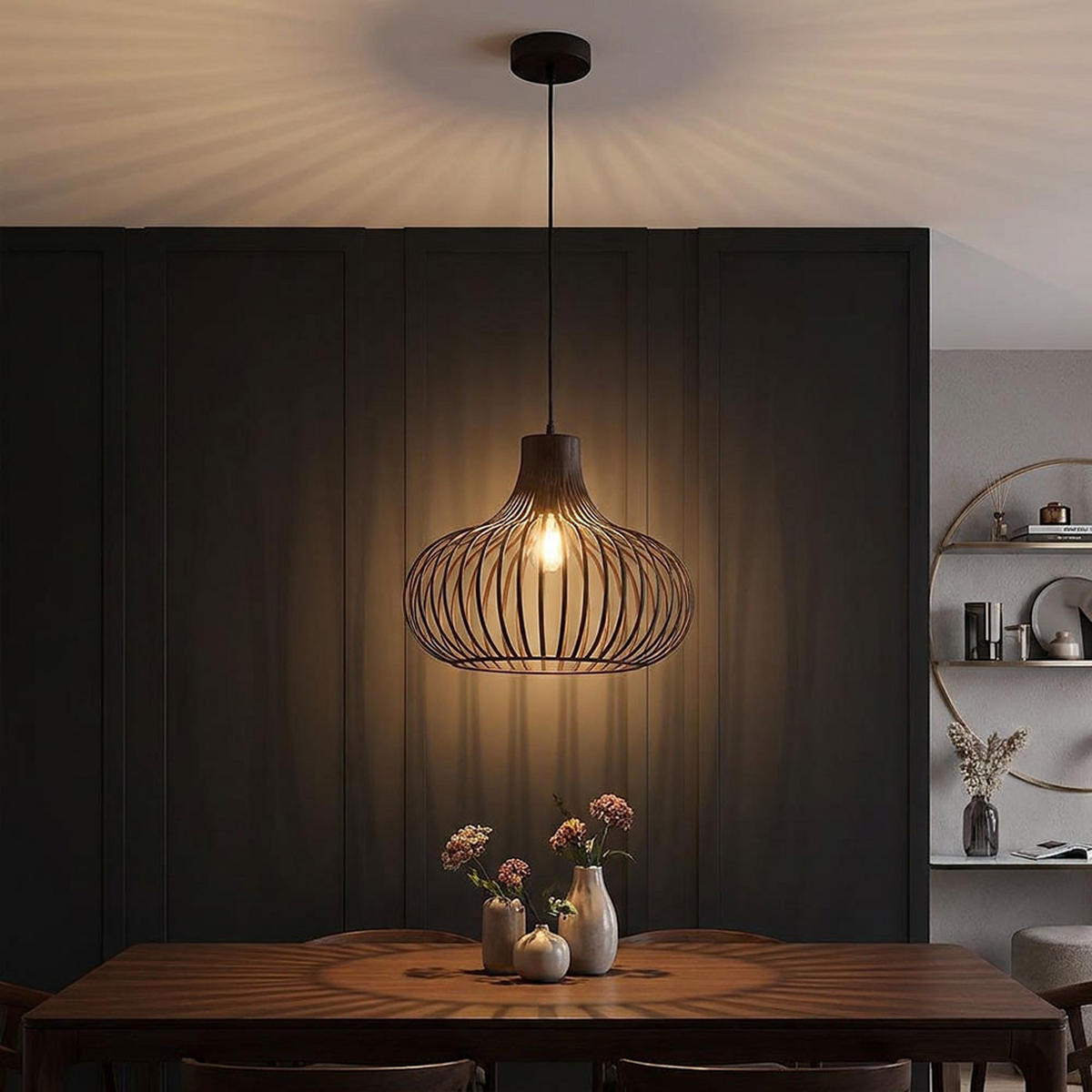 LED PENDELLEUCHTE MATEO, Metall, rostfarben matt - Bronzefarben, Metall (40/40/150cm) - Globo Lighting