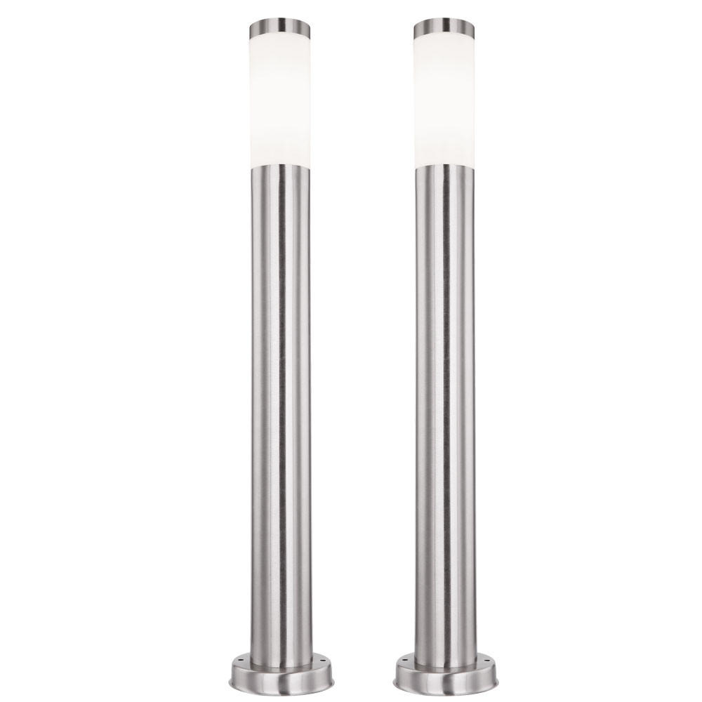 LED STEHLEUCHTE Edelstahl Silber 2er Set - Silberfarben, Metall (11/80/80cm) - Globo Lighting