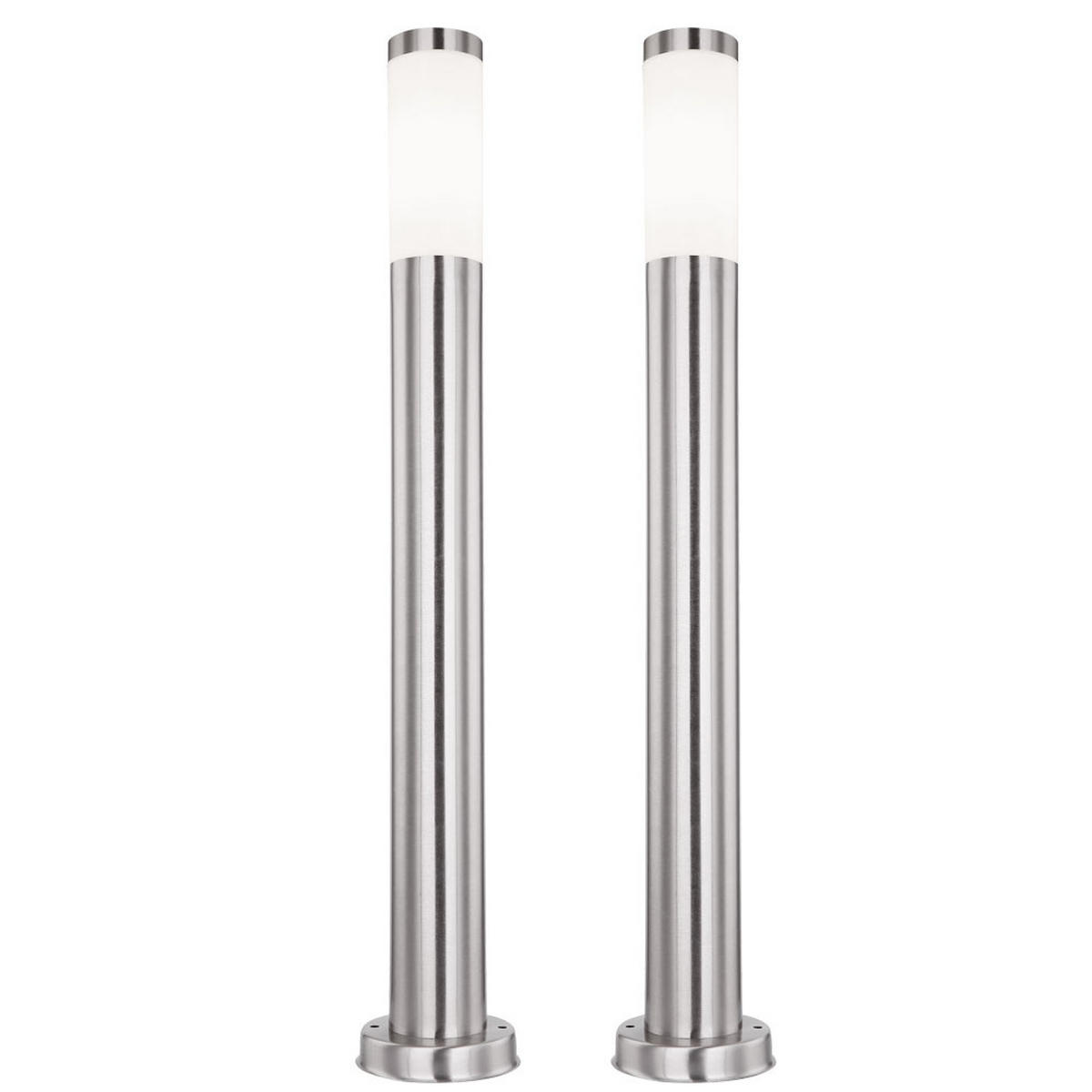 LED STEHLEUCHTE Edelstahl Silber 2er Set - Silberfarben, Metall (11/80/80cm) - Globo Lighting