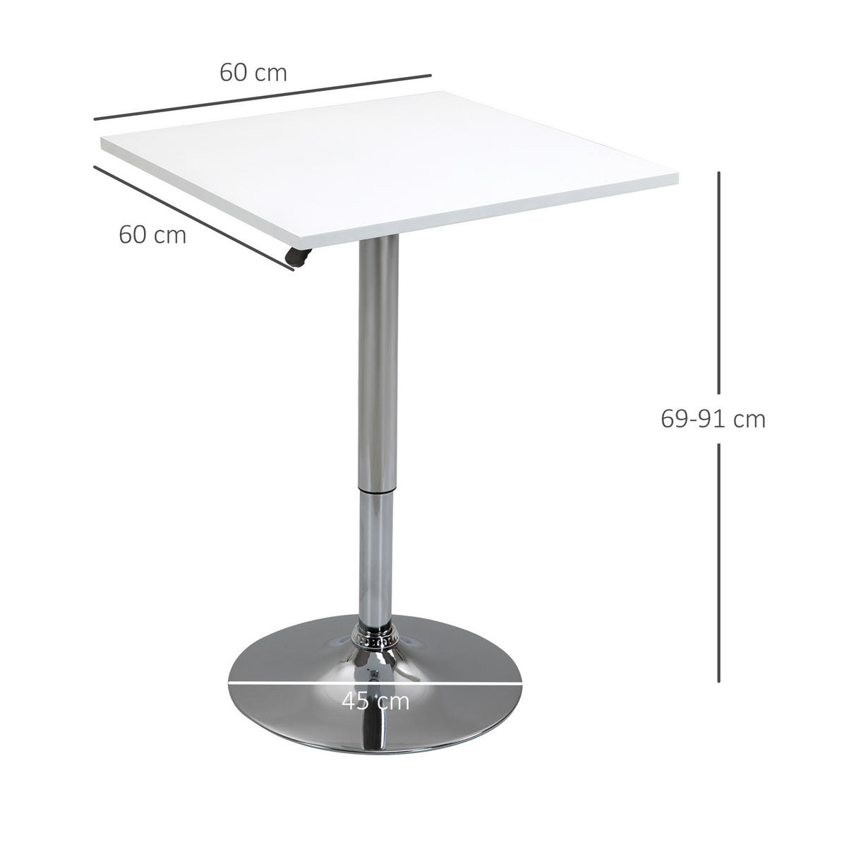 BARTISCH Weiß 60.0/60.0/91.0cm - Weiß, Holzwerkstoff (60/60/91cm)
