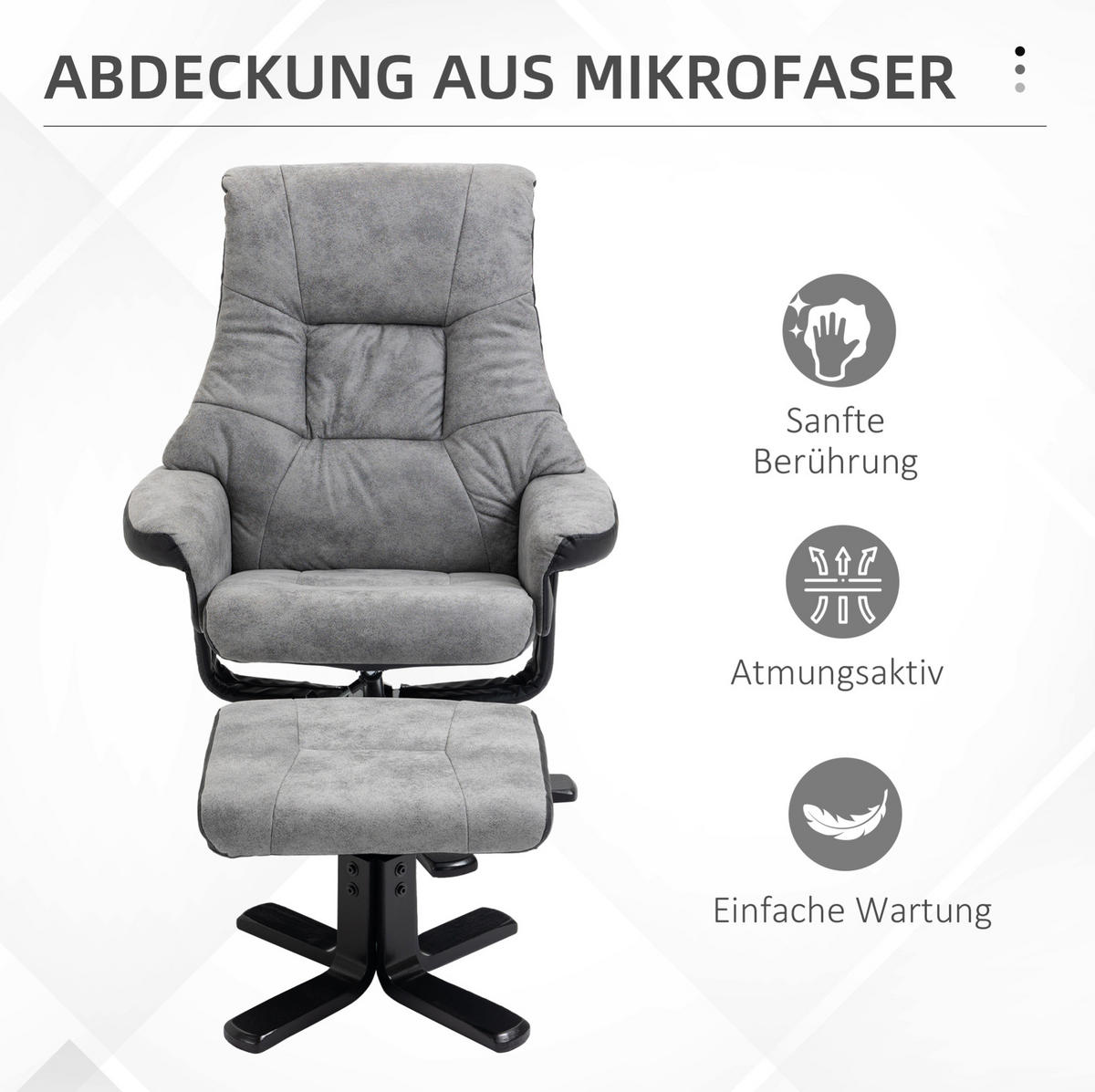 RELAXAČNÍ křeslo 78/82,5/109 cm šedé z polyesteru otočné a polohovací s podnožkou - šedá, textil (82.5/109/78cm) - OKWISH