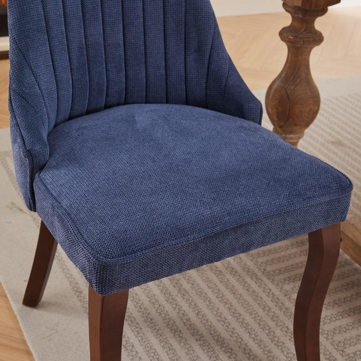 ESSZIMMERSTUHL 2er-Set aus Leinen mit Holzbeinen, Blau - Blau, Textil (64/95.5/50cm)