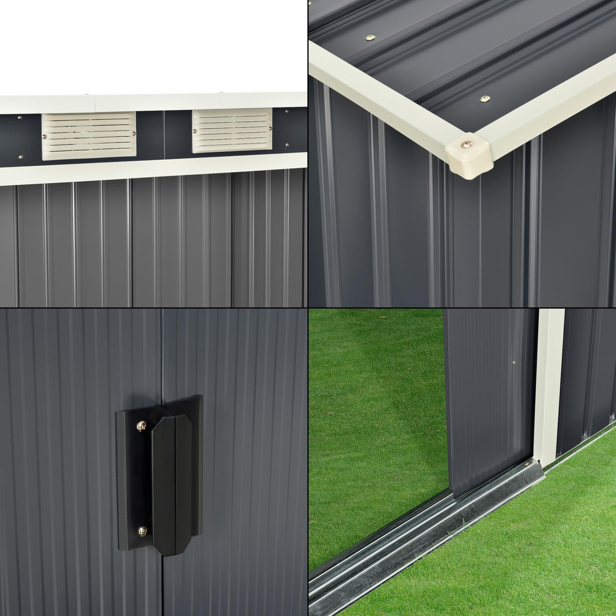 GARTENSCHUPPEN - Dunkelgrau, Metall (213/173/130cm) - [en.casa]