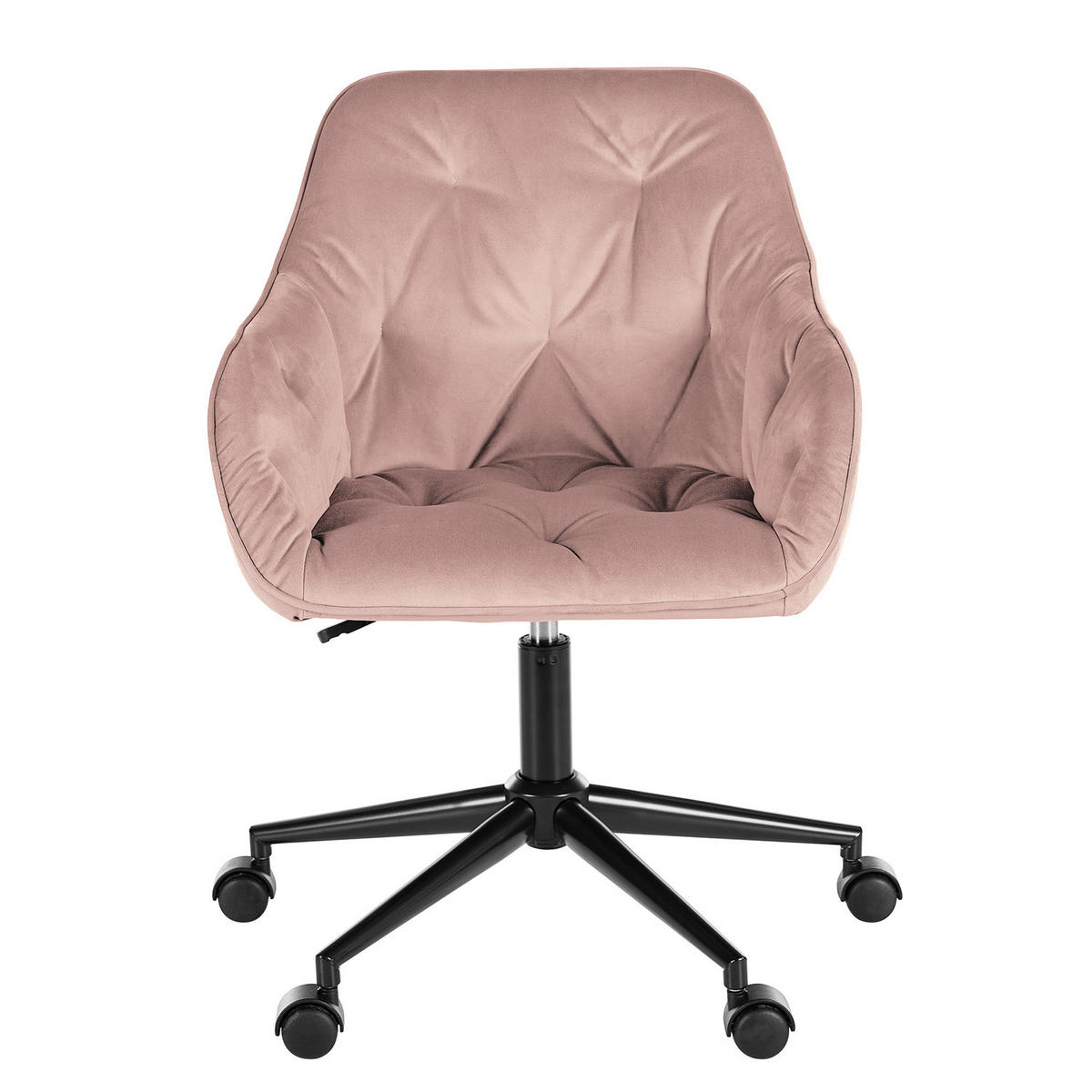 BÜROSTUHL - Samt - Schwarz/Altrosa, Kunststoff/Metall (56/80/56cm) - home24