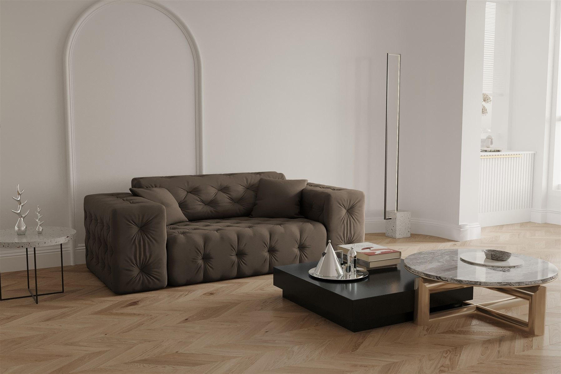 SOFA 2-sitzer Chantal - Braun, Holzwerkstoff/Textil (186/78/96cm) - Fun Möbel