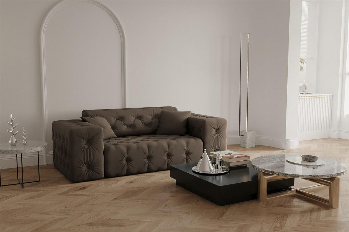 SOFA 2-sitzer Chantal - Braun, Holzwerkstoff/Textil (186/78/96cm) - Fun Möbel
