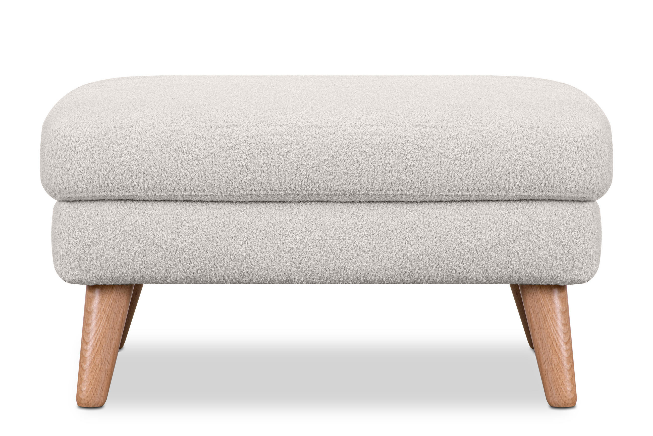 SITZHOCKER TAGIO Pouffe, weiss - Braun/Weiß, Buchenholz/Textil (65/46/80cm) - KONSIMO®