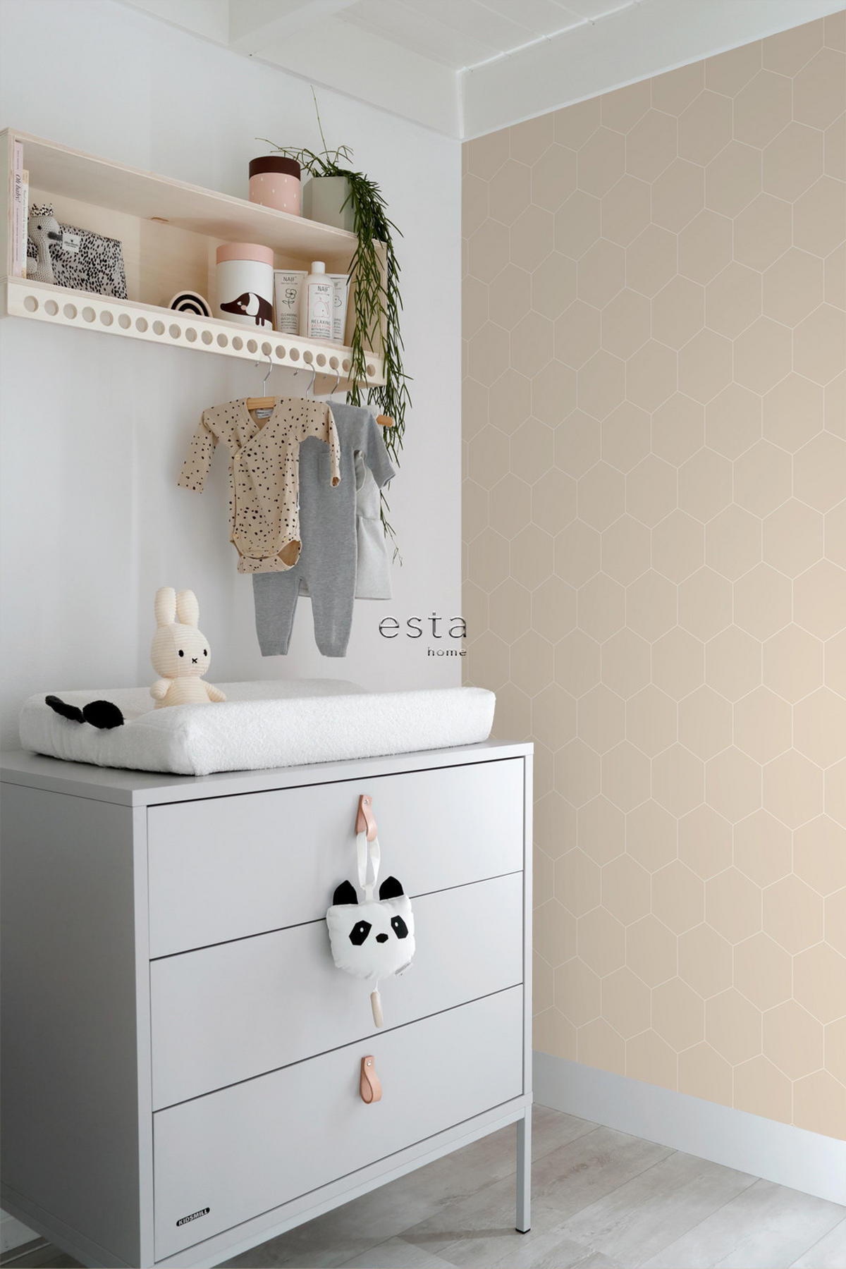 TAPETE Wabenmuster 53 cm x 10.05 m - Beige, Papier (53/1000cm) - ESTAhome