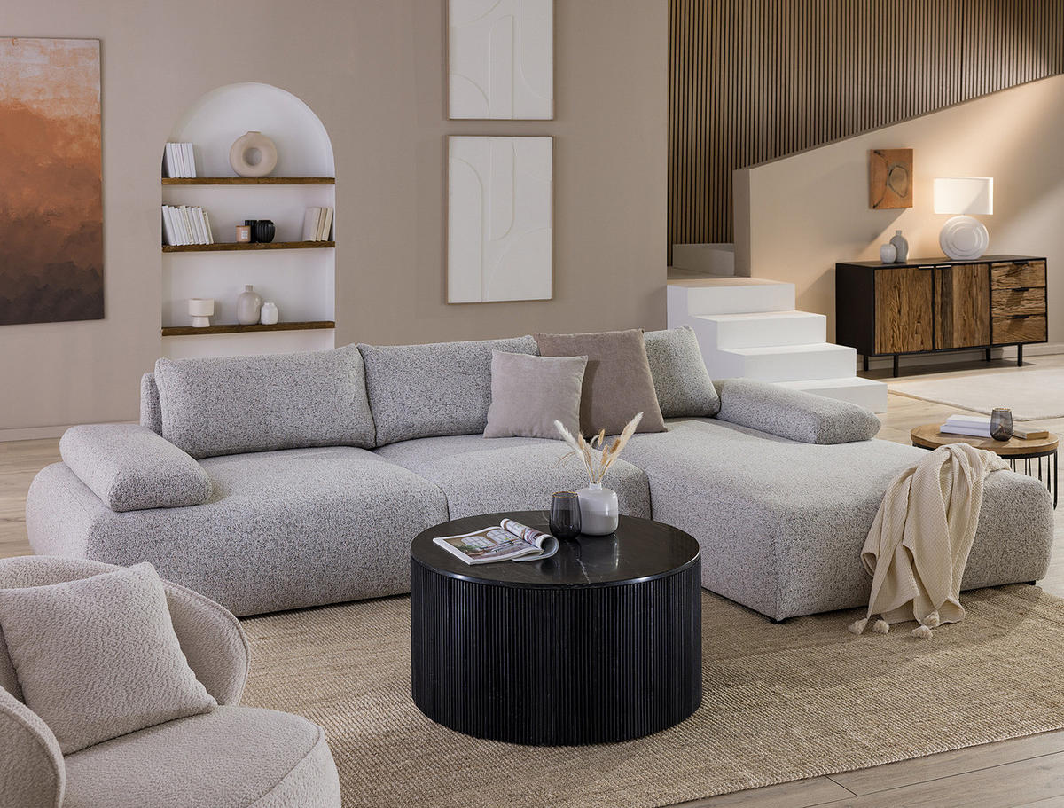 COUCHTISCH - Marmor / Mango massiv - Marmor Schwarz / Mango Schwarz - Schwarz, Holz/Stein (80/80/42cm) - home24