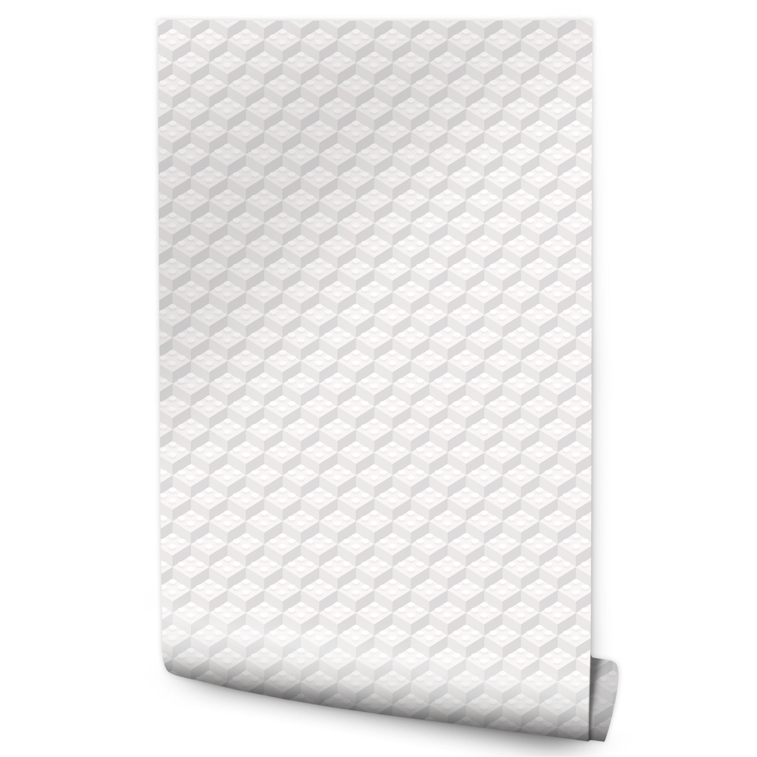 VLIESTAPETE Bausteine in 3D-Optik – Weiß, Grau – 50x1000 cm - Weiß/Grau, Papier (50/1000cm) - Muralo