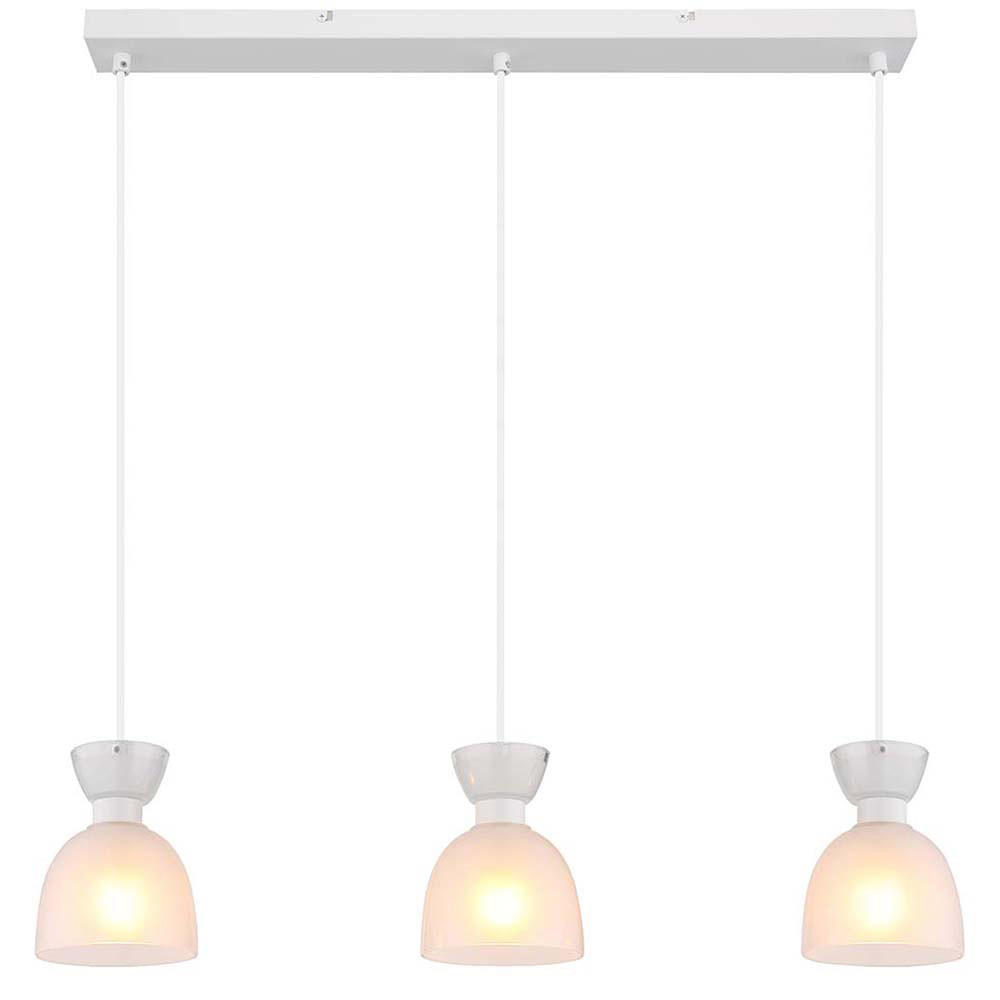 LED PENDELLEUCHTE MASSEY Metall Weiß 3-flammig - Weiß, Glas (65/13/120cm) - Globo Lighting