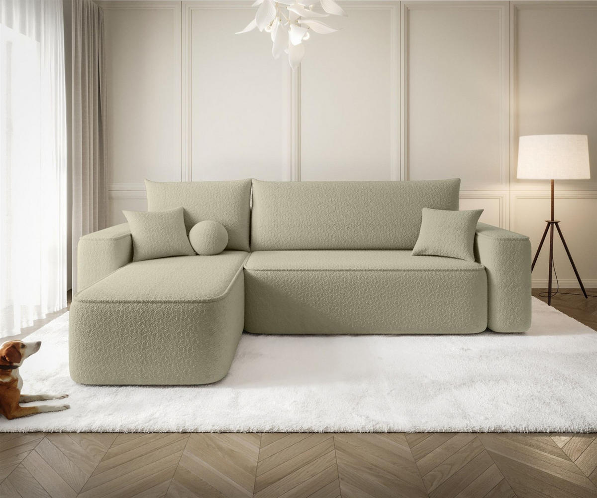 ECKSOFA Agepo Stoff Quelle - Hellbraun, Holzwerkstoff/Textil (250/150cm) - Fun Möbel