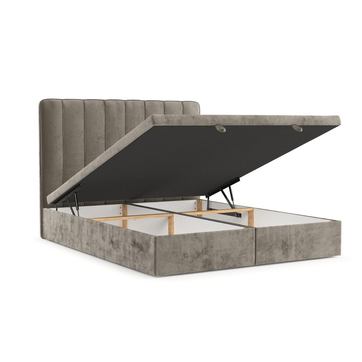 POLSTERBETT Vienna mit Stauraum 140/200 cm Beige im Lotta Stoff - Beige/Schwarz, Holz/Holzwerkstoff (140/200cm) - AltaBeds