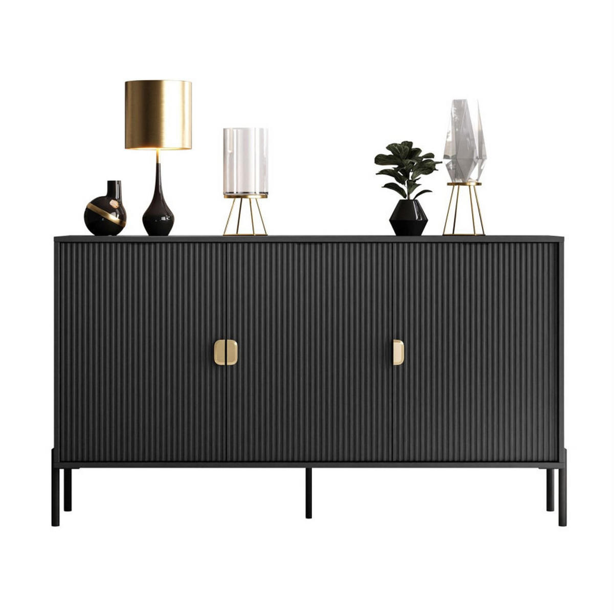 KOMMODE DALIA 3D - Goldfarben/Schwarz, Holzwerkstoff (154/84/49cm) - Lookway