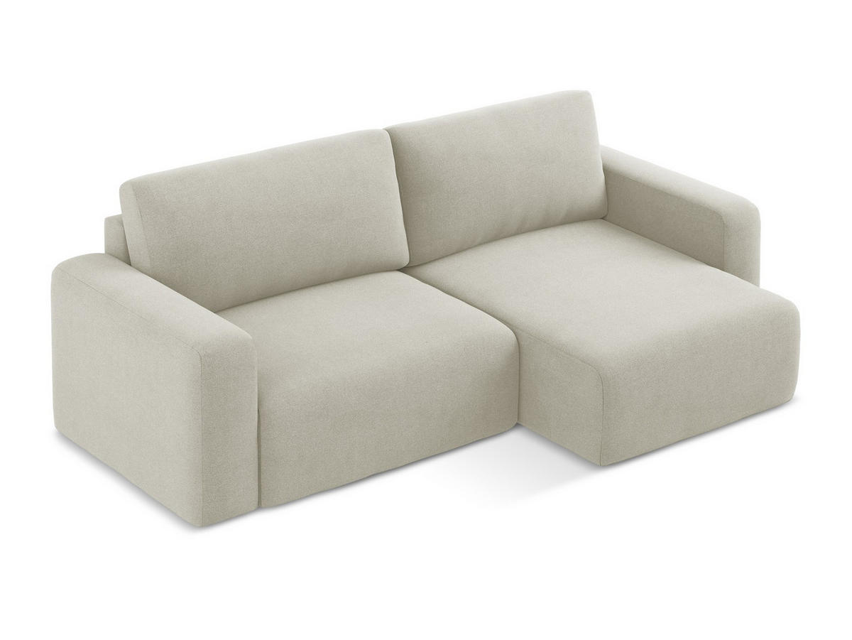 ECKSOFA mit Schlaffunktion rechts Strukturstoff Stoff Beige - Beige/Creme, Kunststoff/Textil (244/149cm) - Makamii