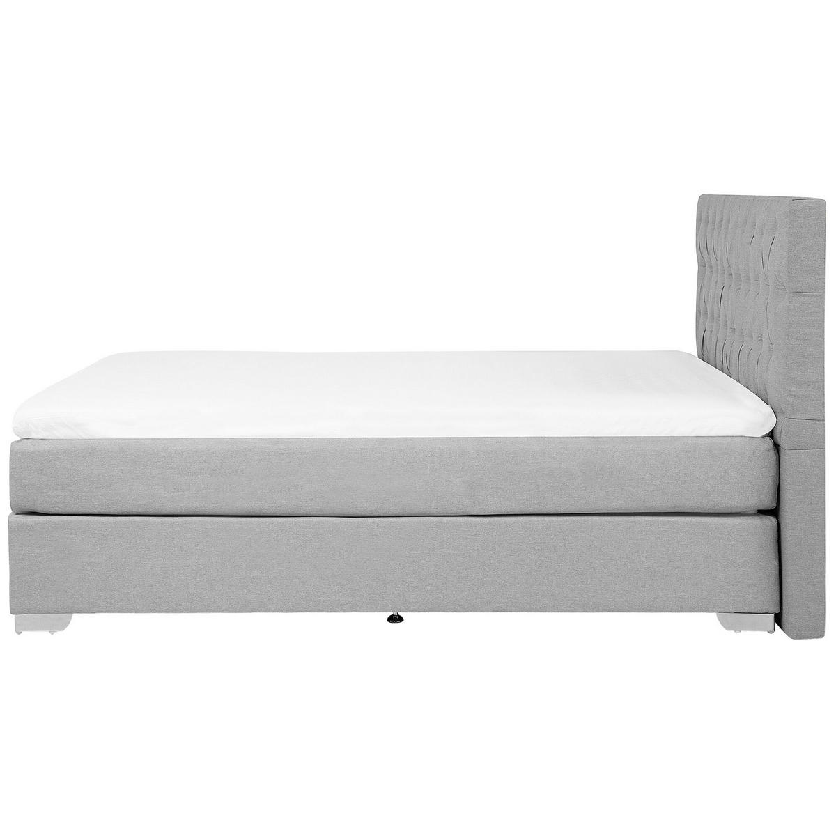 BOXSPRINGBETT 180/200cm Hellgrau Duchess - Hellgrau, Textil (180/200cm) - Beliani