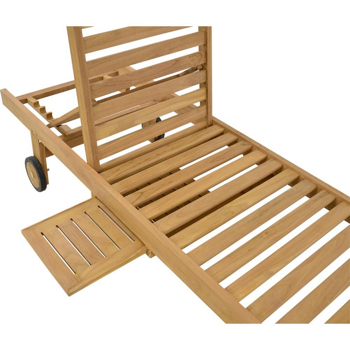 SONNENLIEGE teak - Schwarz - 200/65/37 cm - Schwarz, Holz (65/37/200cm) - Lesli Living