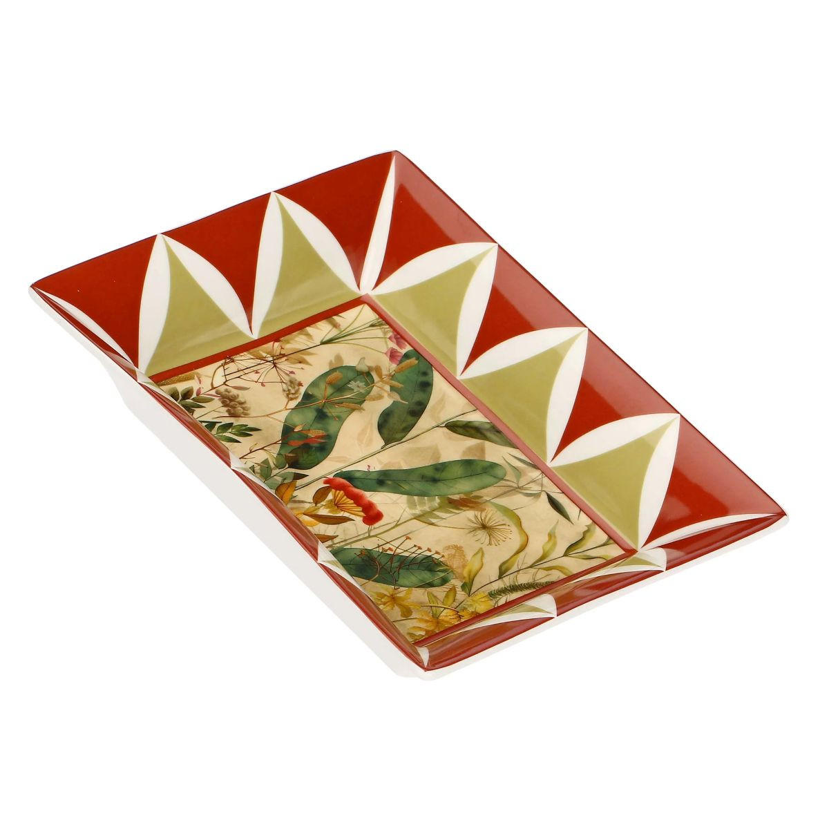 SCHALE/ Porzellanplatte rechteckig MIRABILIA 16 x 20 cm rot - Orange, Keramik (10.6/10.6/18.4cm) - Rose & Tulipani