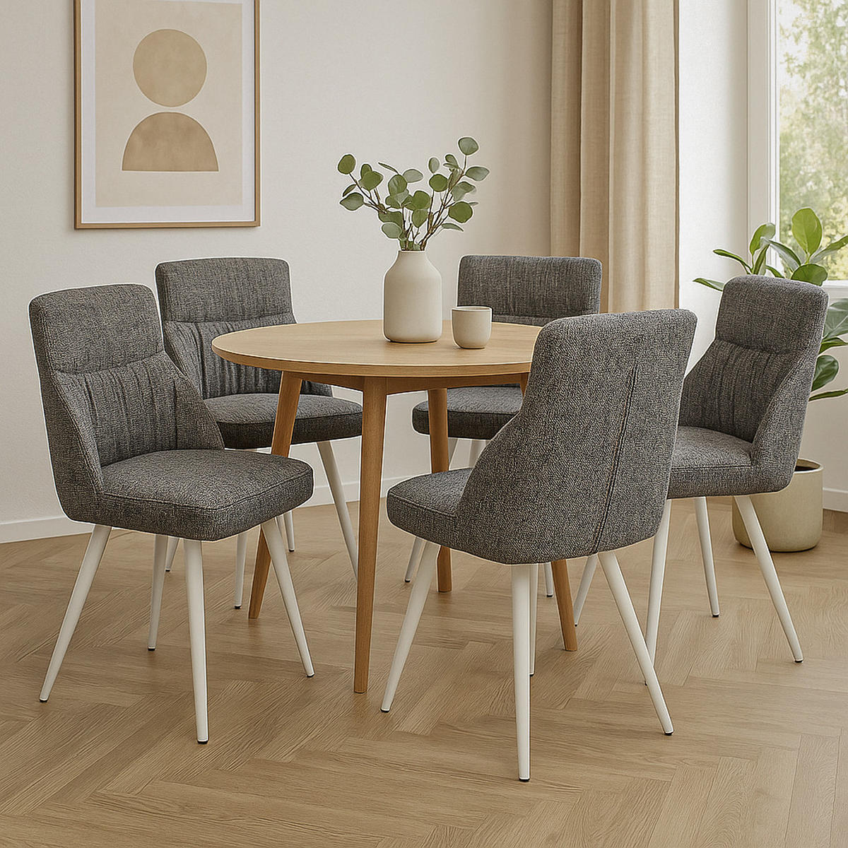 ESSZIMMERSTUHL MELINA 2er-Set - Dunkelgrau/Weiß, Textil/Metall (49/83/62cm) - DUBI Möbel