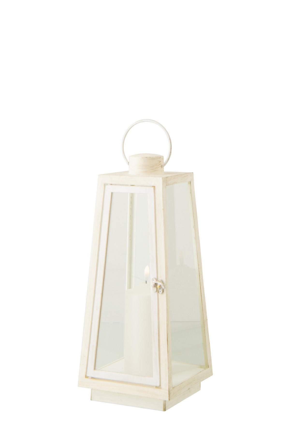 LATERNE + CANDLE LED Weiß - Weiß, Glas (17/40.5/17cm) - J-Line