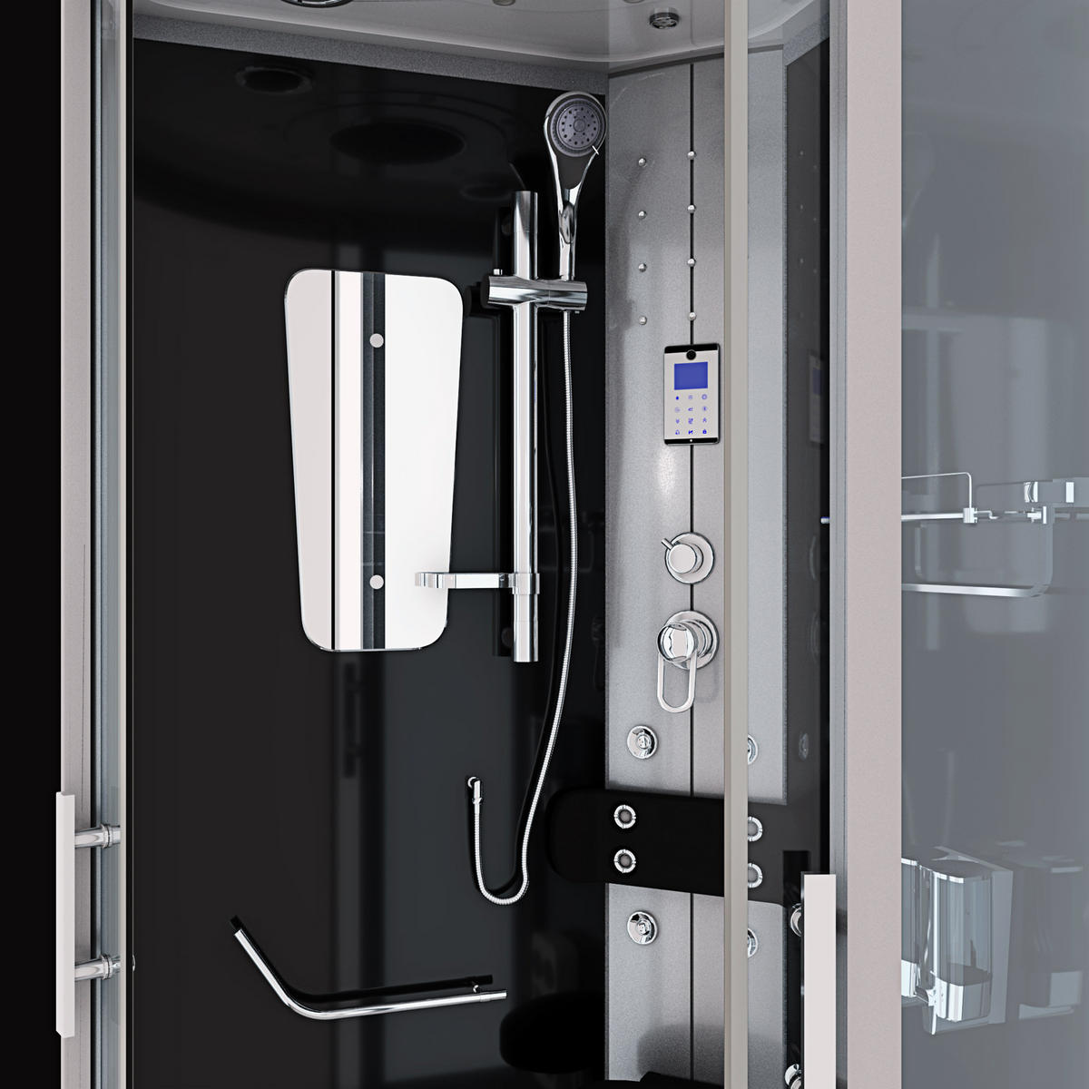 DAMPFDUSCHE Dusche D46-03T2-EC sw 80x80 - Schwarz, Glas/Kunststoff (80/80/215cm) - AcquaVapore by Sandra Jentho