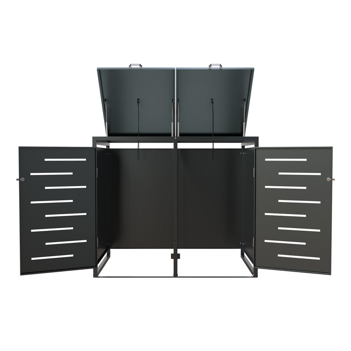MÜLLTONNENBOX Arel 2er-Set - Anthrazit, Metall (132/116/80cm) - Juskys