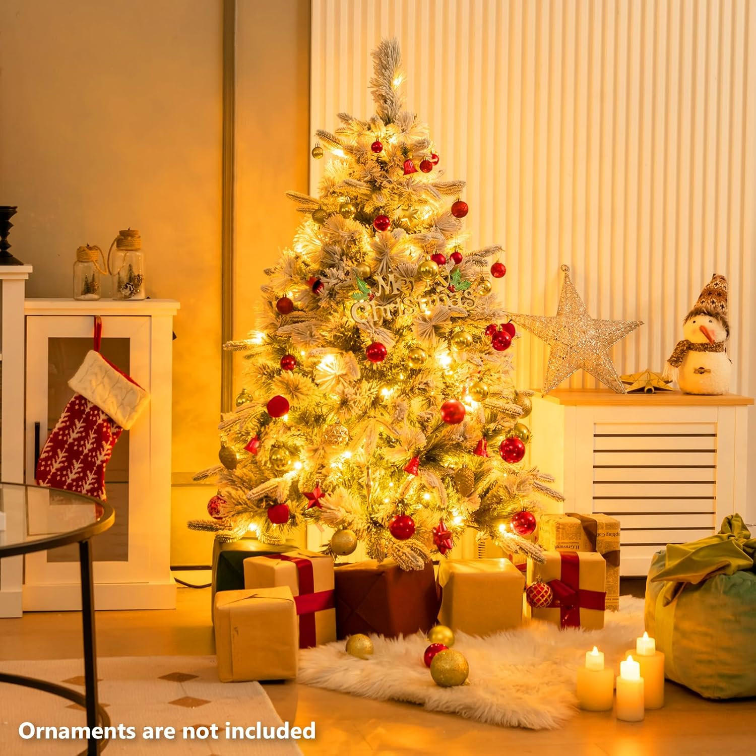 WEIHNACHTSBAUM Beleuchtung Grün - Grün, Kunststoff (136cm) - COSTWAY