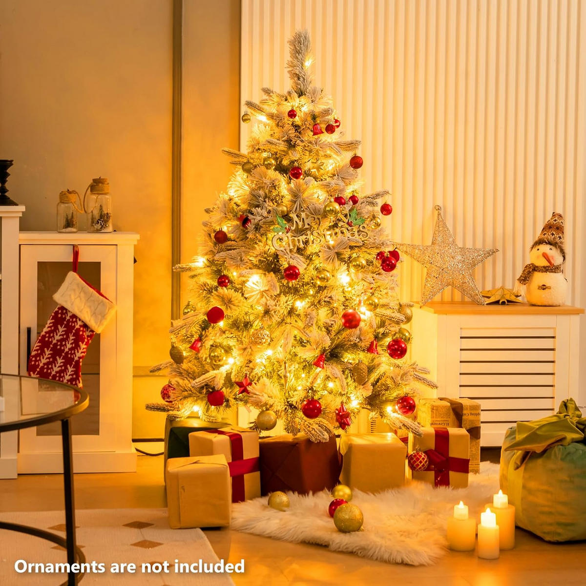 WEIHNACHTSBAUM Beleuchtung Grün - Grün, Kunststoff (136cm) - COSTWAY