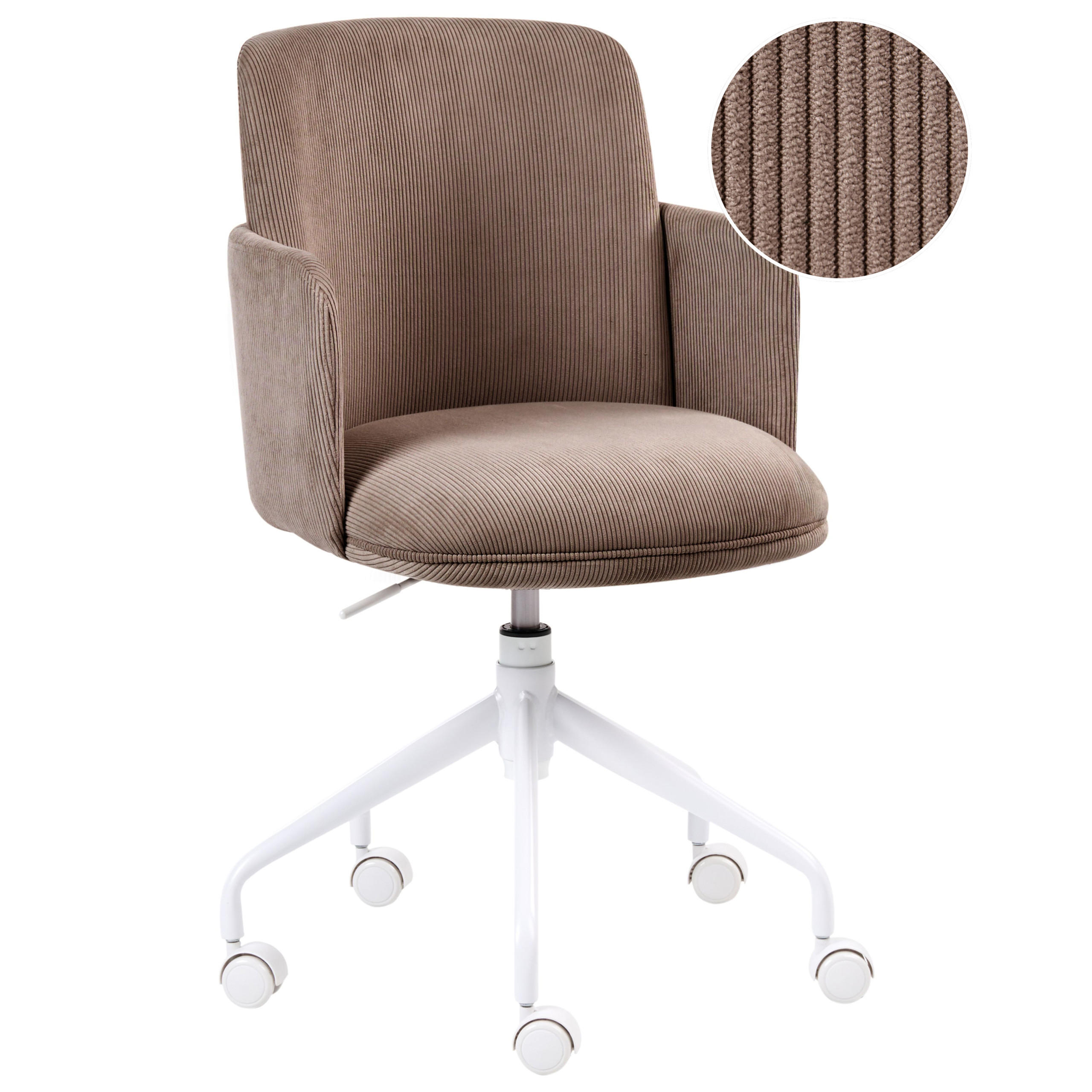 BÜROSTUHL Cord Braun Dryden - Braun, Textil (60/84/60cm) - Beliani