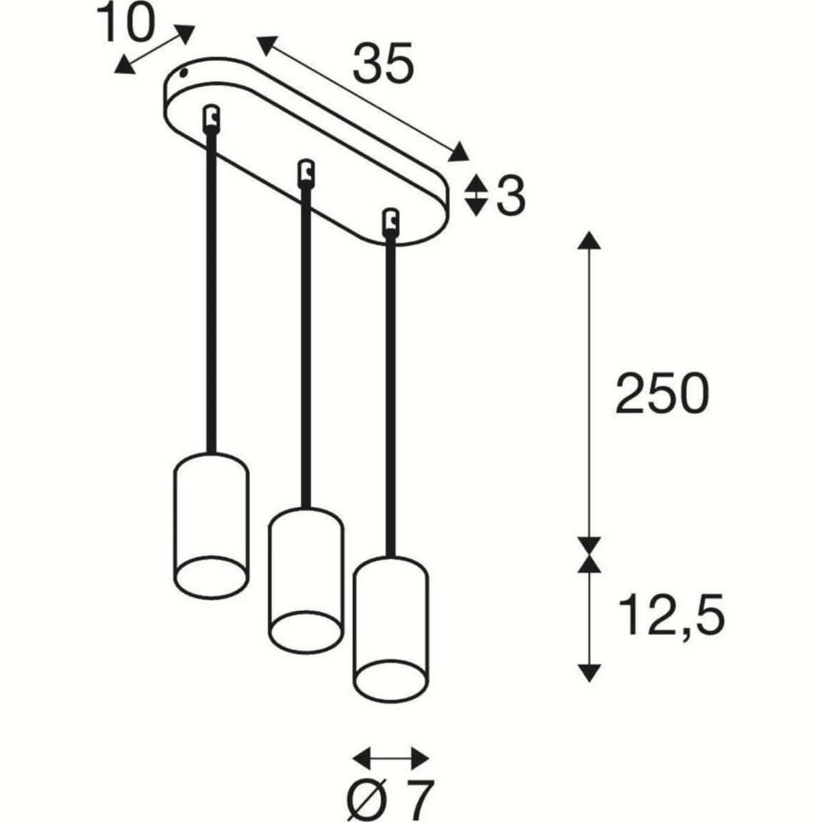PENDELLEUCHTE ASTO TUBE Schwarz - Schwarz, Metall (3.5/3.5/26.2cm) - SLV