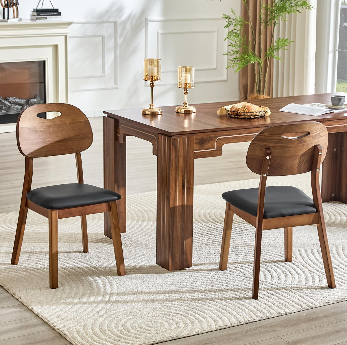 ESSZIMMERSTUHL 2er-Set mit ovaler Rückenlehne Schwarz - Schwarz, Holz (44/88/50cm) - Meubliv
