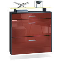 SCHUHSCHRANK Malea Fronten in Bordeaux Hochglanz - Bordeaux, Holzwerkstoff (89/96/23cm) - Vladon