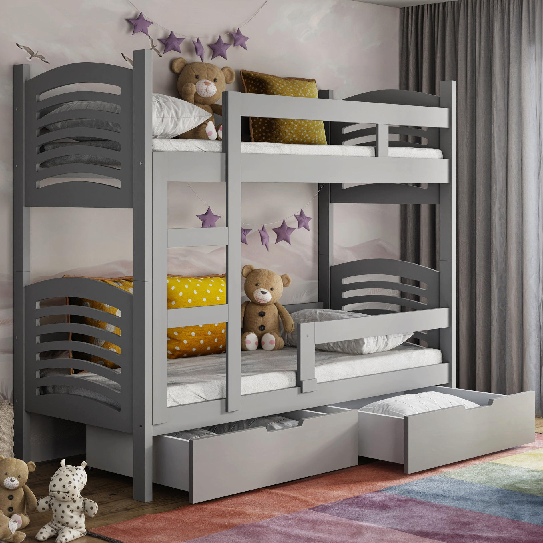 ETAGENBETT Cami 75x180 cm - Grau, Holz (75/180cm) - Selsey