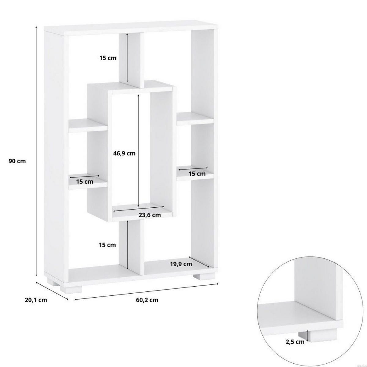 SCHWEBEBOARD WEISS 90x60 - Weiß, Holzwerkstoff (60/90/20cm) - Target Home